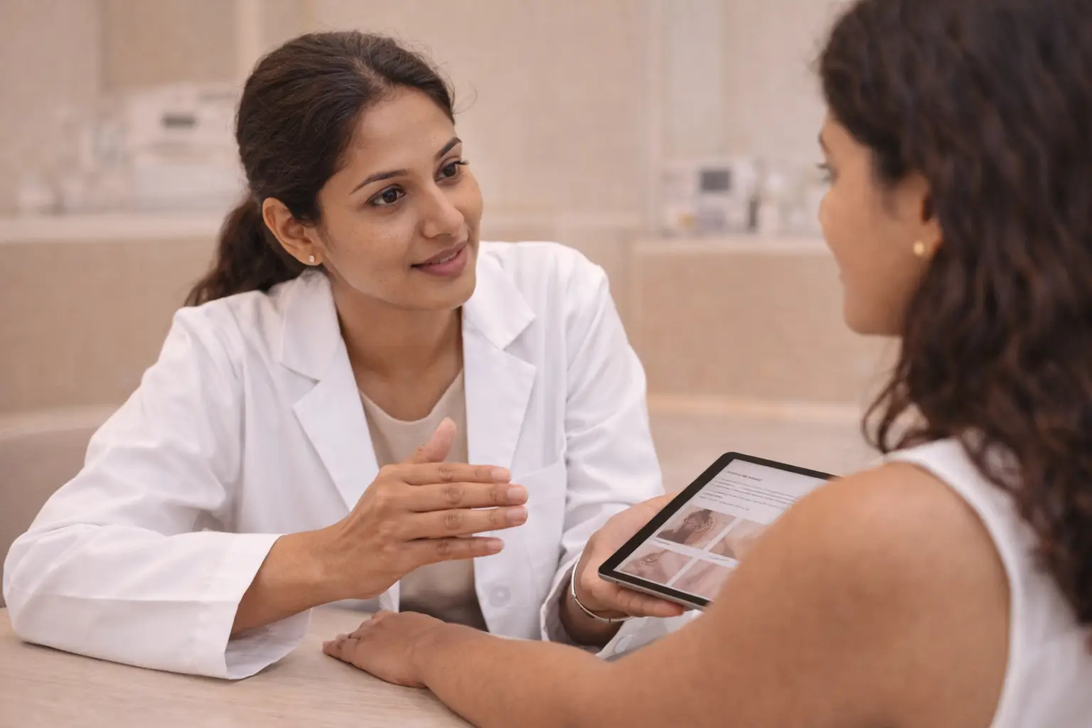 doctor giving consultation to client